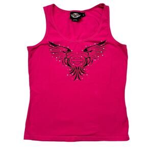 Harley Davidson Pink Eagle wing rhinestone tank top size M